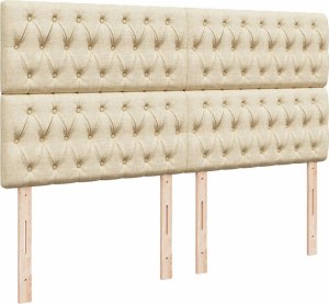 vidaXL Łóżko kontynentalne z materacem, kremowe, tkanina, 200x200 cm 7