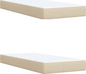 vidaXL Łóżko kontynentalne z materacem, kremowe, tkanina, 200x200 cm 10