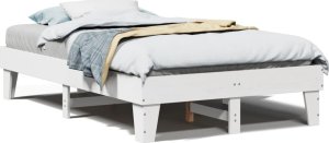 vidaXL vidaXL Rama łóżka bez materaca, biała, 135x190 cm, lite drewno sosnowe 2