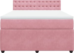 vidaXL Łóżko kontynentalne z materacem, różowe, aksamit, 140x190 cm 4
