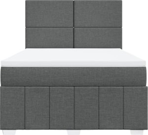 vidaXL Łóżko kontynentalne z materacem, ciemnoszara tkanina 140x200 cm 4