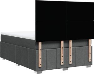 vidaXL Łóżko kontynentalne z materacem, ciemnoszara tkanina 140x200 cm 6