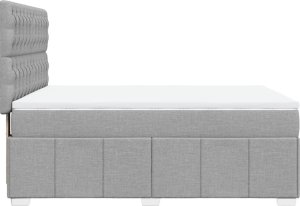 vidaXL Łóżko kontynentalne z materacem, jasnoszare 140x200 cm, tkanina 5