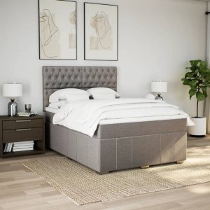 vidaXL Łóżko kontynentalne z materacem, taupe, tkanina, 140x200 cm 3