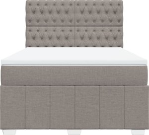 vidaXL Łóżko kontynentalne z materacem, taupe, tkanina, 140x200 cm 4