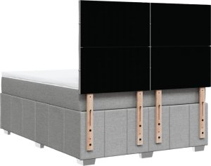 vidaXL Łóżko kontynentalne z materacem, jasnoszare 140x200 cm, tkanina 6