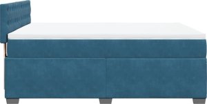 vidaXL vidaXL Łóżko kontynentalne z materacem, niebieskie, 140x200cm, aksamit 7