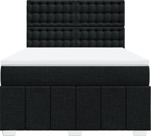 vidaXL vidaXL Łóżko kontynentalne z materacem, czarne, tkanina 140x200 cm 6
