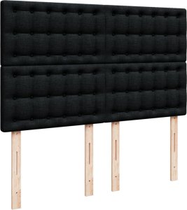 vidaXL vidaXL Łóżko kontynentalne z materacem, czarne, tkanina 140x200 cm 9