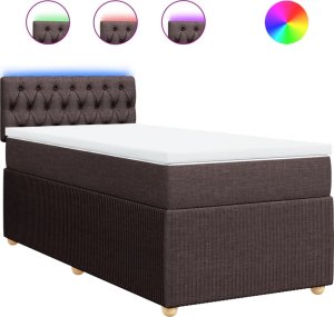 vidaXL vidaXL Łóżko kontynentalne z materacem, brązowe, tkanina, 90x190 cm 2