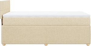 vidaXL Łóżko kontynentalne z materacem, kremowe, tkanina, 90x190 cm 5