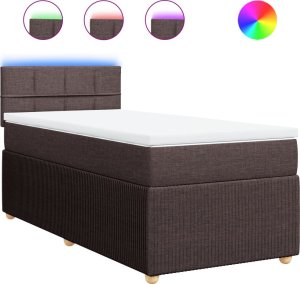 vidaXL vidaXL Łóżko kontynentalne z materacem, brązowe, tkanina, 80x200 cm 2