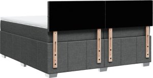 vidaXL vidaXL Łóżko kontynentalne z materacem, ciemnoszara tkanina 200x200 cm 8