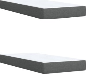 vidaXL vidaXL Łóżko kontynentalne z materacem, ciemnoszara tkanina 200x200 cm 10