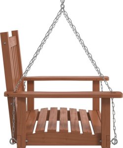 Huśtawka vidaXL vidaXL Huśtawka ogrodowa z metalowymi łańcuchami, brązowa, jodłowa 5