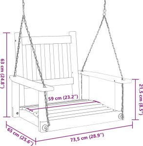 Huśtawka vidaXL vidaXL Huśtawka ogrodowa z metalowymi łańcuchami, brązowa, jodłowa 8