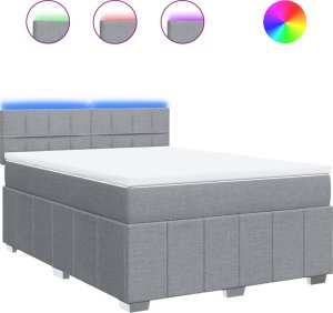 vidaXL vidaXL Łóżko kontynentalne z materacem, jasnoszare 140x200 cm, tkanina 2