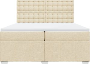 vidaXL Łóżko kontynentalne z materacem, kremowe, tkanina, 200x200 cm 4