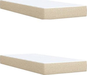 vidaXL Łóżko kontynentalne z materacem, kremowe, tkanina, 200x200 cm 10