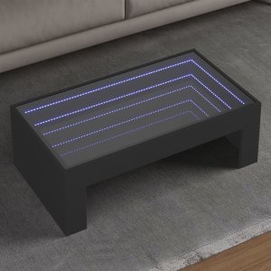 vidaXL vidaXL Stolik kawowy z LED Infinity, czarny, 90x50x30 cm 1