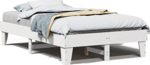 vidaXL vidaXL Rama łóżka bez materaca, biała, 120x190 cm, lite drewno sosnowe 2