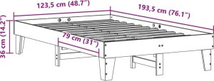 vidaXL vidaXL Rama łóżka bez materaca, biała, 120x190 cm, lite drewno sosnowe 9