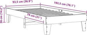 vidaXL vidaXL Rama łóżka bez materaca, 90x190 cm, lite drewno sosnowe 9