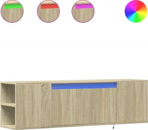 vidaXL vidaXL Ścienna szafka TV z LED, dąb sonoma, 135x31x39,5 cm 2