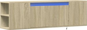 vidaXL vidaXL Ścienna szafka TV z LED, dąb sonoma, 135x31x39,5 cm 3