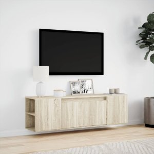 vidaXL vidaXL Ścienna szafka TV z LED, dąb sonoma, 135x31x39,5 cm 4