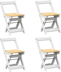 vidaXL vidaXL Krzesła stołowe Corona, składane, 4 szt., białe, sosnowe 2