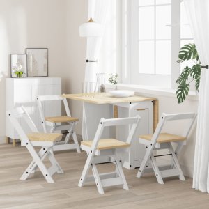 vidaXL vidaXL Krzesła stołowe Corona, składane, 4 szt., białe, sosnowe 3