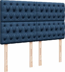 vidaXL Łóżko kontynentalne z materacem, niebieskie, tkanina 140x200 cm 7