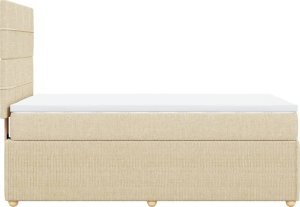 vidaXL vidaXL Łóżko kontynentalne z materacem, kremowe, tkanina, 90x190 cm 7