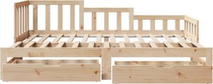 vidaXL vidaXL Łóżko dzienne rozsuwane, szuflady, 90x200 cm drewno sosnowe 4