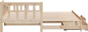 vidaXL vidaXL Łóżko dzienne rozsuwane, szuflady, 90x200 cm drewno sosnowe 6