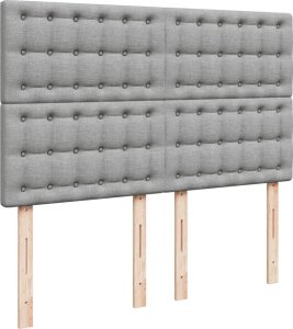 vidaXL vidaXL Łóżko kontynentalne z materacem, jasnoszare, tkanina, 140x190cm 9