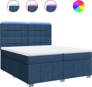 vidaXL vidaXL Łóżko kontynentalne z materacem, niebieskie, tkanina 200x200 cm 2