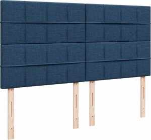 vidaXL vidaXL Łóżko kontynentalne z materacem, niebieskie, tkanina 200x200 cm 9