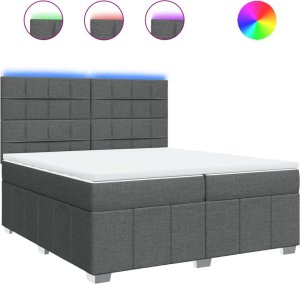 vidaXL vidaXL Łóżko kontynentalne z materacem, ciemnoszara tkanina 200x200 cm 2