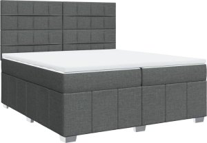vidaXL vidaXL Łóżko kontynentalne z materacem, ciemnoszara tkanina 200x200 cm 3