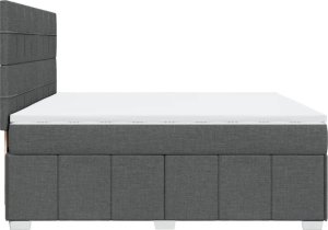 vidaXL vidaXL Łóżko kontynentalne z materacem, ciemnoszara tkanina 200x200 cm 7