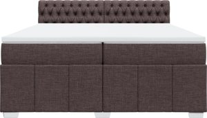 vidaXL vidaXL Łóżko kontynentalne z materacem, brązowe, tkanina, 200x200 cm 6