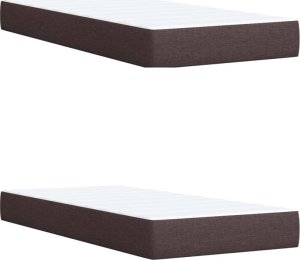 vidaXL vidaXL Łóżko kontynentalne z materacem, brązowe, tkanina, 200x200 cm 10