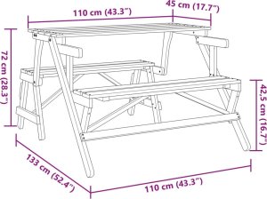 vidaXL vidaXL Stół piknikowy z ławkami, jodłowy, 2-w-1 10