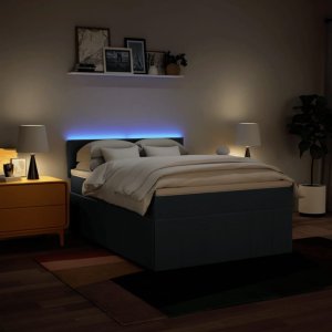 vidaXL vidaXL Łóżko kontynentalne z materacem, niebieskie, tkanina 140x190 cm 4