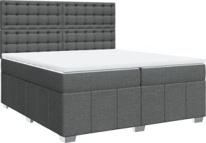 vidaXL Łóżko kontynentalne z materacem, ciemnoszara tkanina 200x200 cm 2