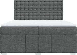 vidaXL Łóżko kontynentalne z materacem, ciemnoszara tkanina 200x200 cm 4