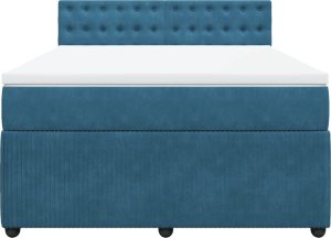 vidaXL Łóżko kontynentalne z materacem, niebieskie, 140x190cm, aksamit 4