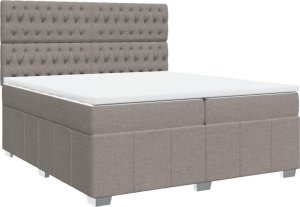 vidaXL vidaXL Łóżko kontynentalne z materacem, taupe, tkanina, 200x200 cm 2